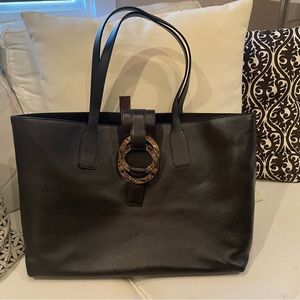 BULGARI large dark brown leather tote